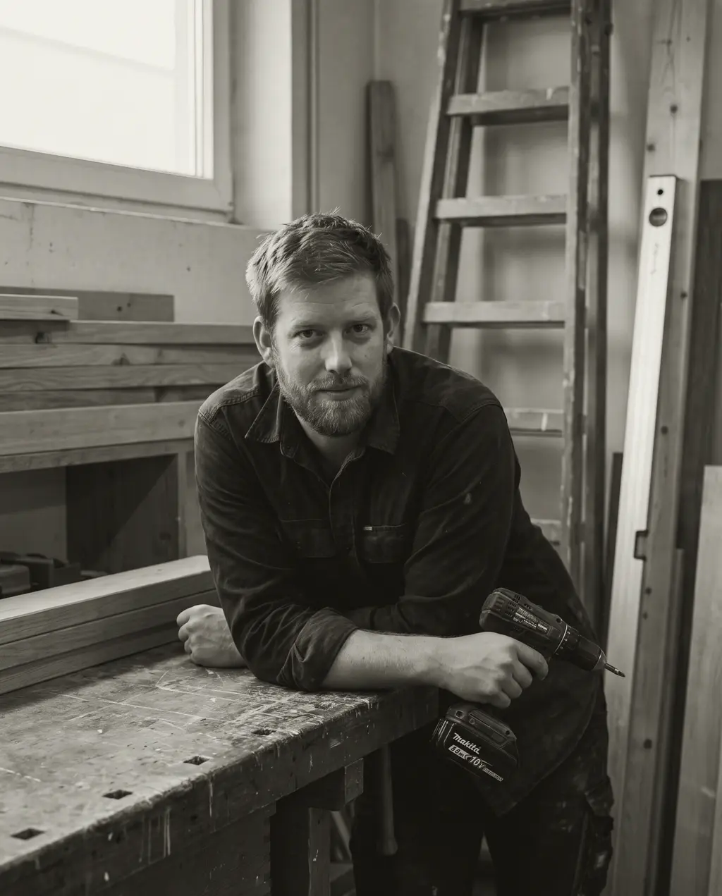 Lasse Ottsen an der Werkbank in der eigenen Werkstatt